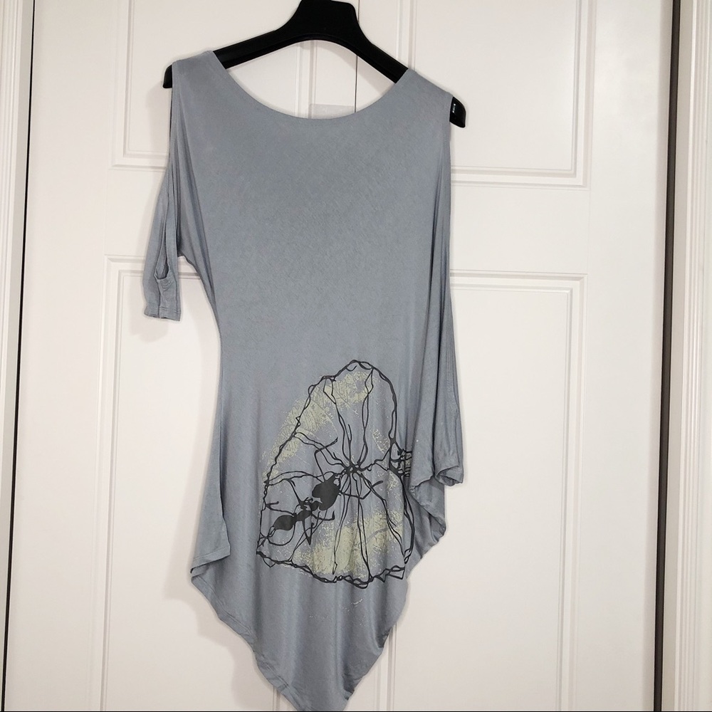 Seduction Small Women Grey Cold Shoulder Dress